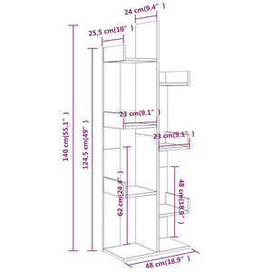 vidaXL Book Cabinet 48x25.5x140 cm Grey Sonoma Engineered Wood