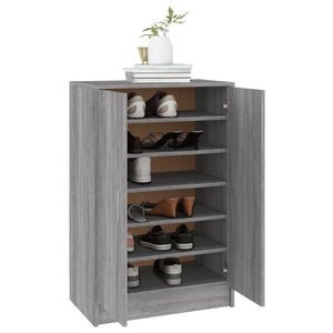 vidaXL Shoe Cabinet Grey Sonoma 60x35x92 cm Engineered Wood