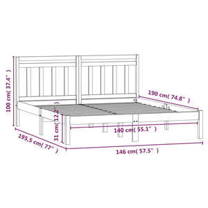 3100570 vidaXL Bed Frame without Mattress White Solid Wood 140x190 cm (809998+814095)