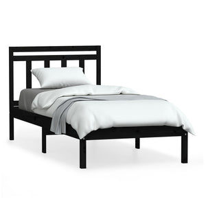 3100583 vidaXL Bed Frame without Mattress Black Solid Wood 100x200 cm (810011+814083)