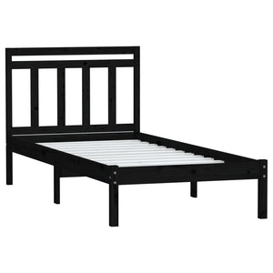 3100583 vidaXL Bed Frame without Mattress Black Solid Wood 100x200 cm (810011+814083)