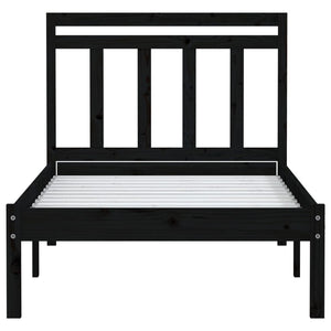 3100583 vidaXL Bed Frame without Mattress Black Solid Wood 100x200 cm (810011+814083)