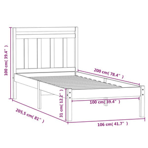 3100583 vidaXL Bed Frame without Mattress Black Solid Wood 100x200 cm (810011+814083)