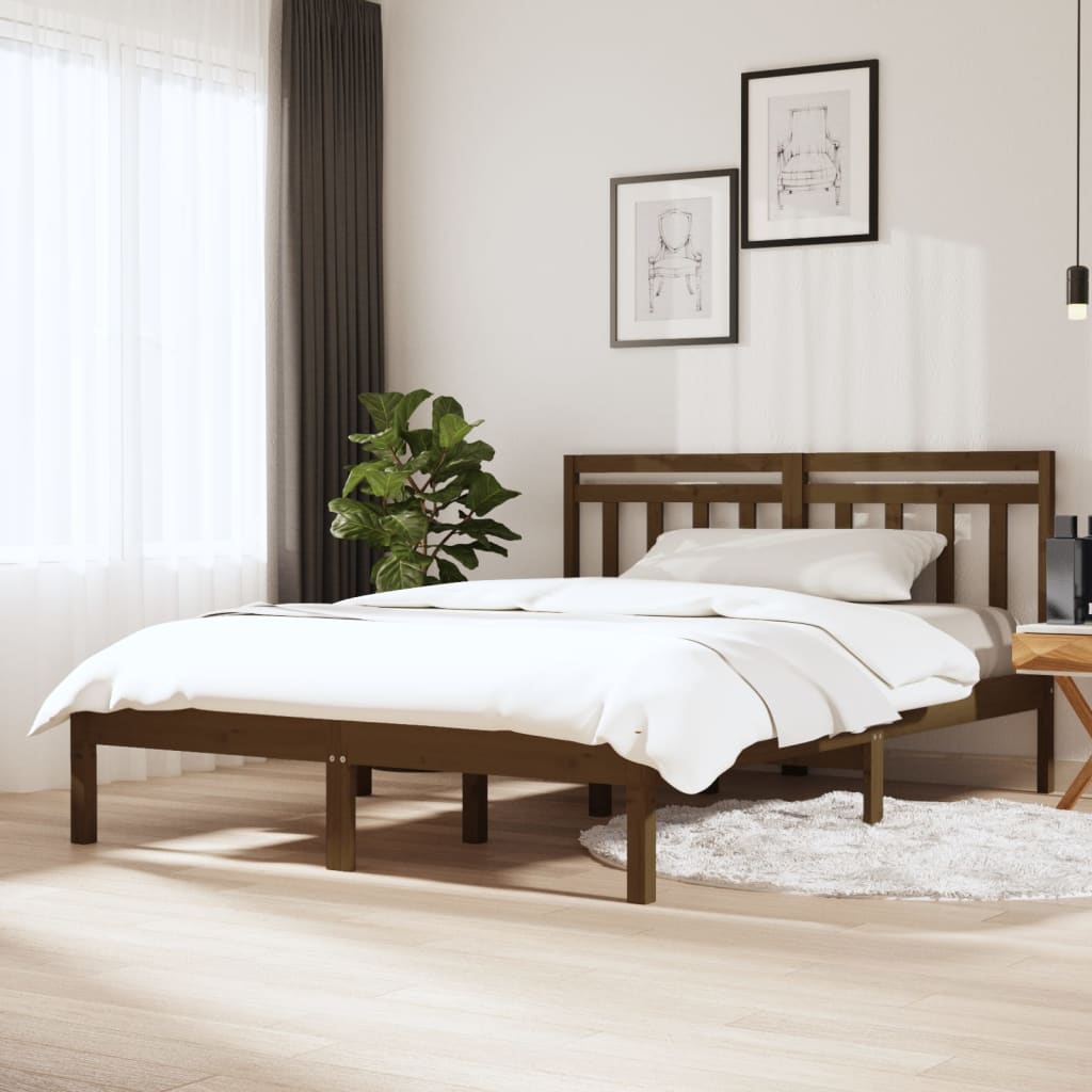 3100587 vidaXL Bed Frame without Mattress Honey Brown Solid Wood 120x200 cm (810015+814087)