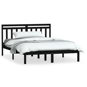 3100588 vidaXL Bed Frame without Mattress Black Solid Wood 120x200 cm (810016+814088)