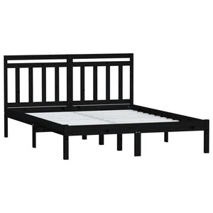 3100588 vidaXL Bed Frame without Mattress Black Solid Wood 120x200 cm (810016+814088)