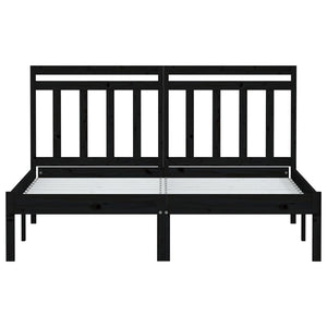 3100588 vidaXL Bed Frame without Mattress Black Solid Wood 120x200 cm (810016+814088)