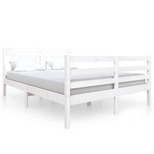 3100635 vidaXL Bed Frame without Mattress White Solid Wood 140x190 cm (810411+814095)