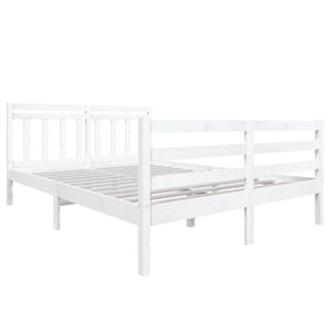 3100635 vidaXL Bed Frame without Mattress White Solid Wood 140x190 cm (810411+814095)