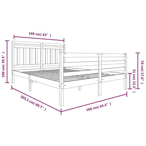 3100664 vidaXL Bed Frame without Mattress Solid Wood 160x200 cm (810440+814104)