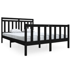 vidaXL Bed Frame Black Solid Wood 140x190 cm