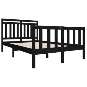 vidaXL Bed Frame Black Solid Wood 140x190 cm