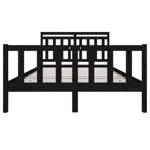 vidaXL Bed Frame Black Solid Wood 140x190 cm