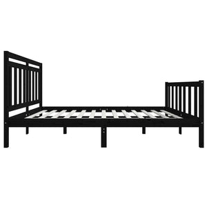 vidaXL Bed Frame Black Solid Wood 140x190 cm