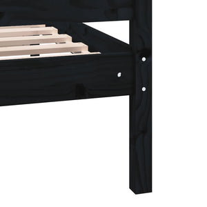 vidaXL Bed Frame Black Solid Wood 140x190 cm