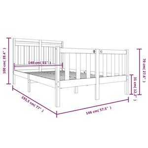 vidaXL Bed Frame Black Solid Wood 140x190 cm