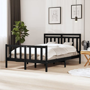 vidaXL Bed Frame Black Solid Wood 140x190 cm