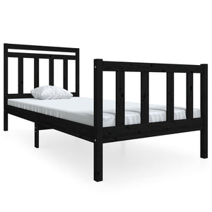 3100708 vidaXL Bed Frame without Mattress Black Solid Wood 90x200 cm (810071+814078)