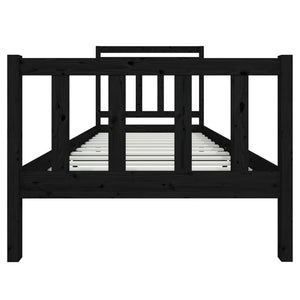 3100708 vidaXL Bed Frame without Mattress Black Solid Wood 90x200 cm (810071+814078)