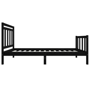 3100708 vidaXL Bed Frame without Mattress Black Solid Wood 90x200 cm (810071+814078)