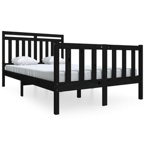 3100957 vidaXL Bed Frame without Mattress Black Solid Wood 120x200 cm (810081+814088)