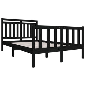 3100957 vidaXL Bed Frame without Mattress Black Solid Wood 120x200 cm (810081+814088)