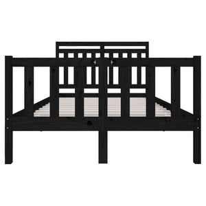 3100957 vidaXL Bed Frame without Mattress Black Solid Wood 120x200 cm (810081+814088)