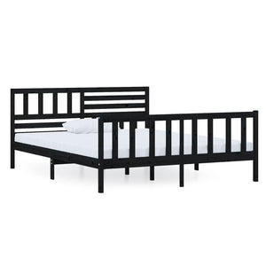 3101152 vidaXL Bed Frame without Mattress Black Solid Wood 120x200 cm (810081+814138)