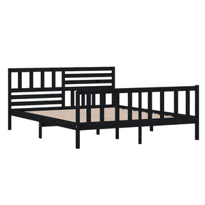 3101152 vidaXL Bed Frame without Mattress Black Solid Wood 120x200 cm (810081+814138)