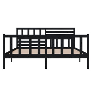 3101152 vidaXL Bed Frame without Mattress Black Solid Wood 120x200 cm (810081+814138)