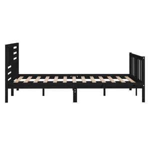 3101152 vidaXL Bed Frame without Mattress Black Solid Wood 120x200 cm (810081+814138)