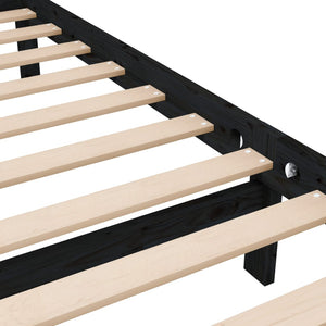 3101152 vidaXL Bed Frame without Mattress Black Solid Wood 120x200 cm (810081+814138)