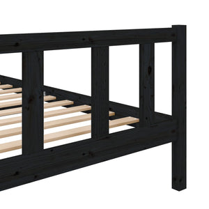 3101152 vidaXL Bed Frame without Mattress Black Solid Wood 120x200 cm (810081+814138)