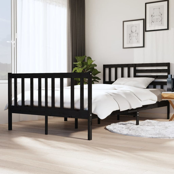 3101152 vidaXL Bed Frame without Mattress Black Solid Wood 120x200 cm (810081+814138)