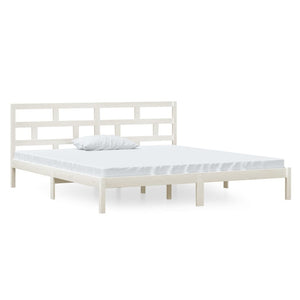 3101199 vidaXL Bed Frame without Mattress White Solid Wood 140x190 cm (809998+814195)