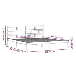 3101199 vidaXL Bed Frame without Mattress White Solid Wood 140x190 cm (809998+814195)