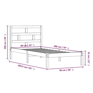 3101203 vidaXL Bed Frame without Mattress Solid Wood 90x200 cm (810002+814174)