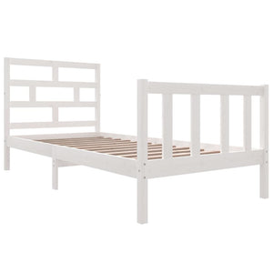 3101334 vidaXL Bed Frame without Mattress White Solid Wood 90x200 cm (810068+814175)