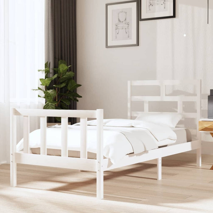 3101334 vidaXL Bed Frame without Mattress White Solid Wood 90x200 cm (810068+814175)