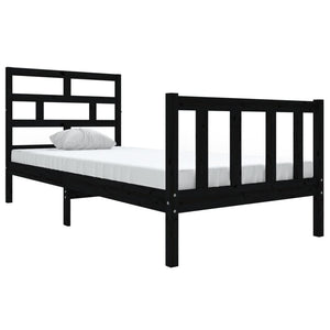 3101337 vidaXL Bed Frame without Mattress Black Solid Wood 90x200 cm (810071+814178)