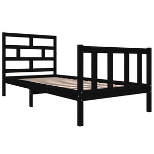 3101337 vidaXL Bed Frame without Mattress Black Solid Wood 90x200 cm (810071+814178)