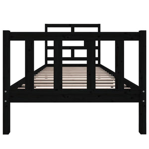 3101337 vidaXL Bed Frame without Mattress Black Solid Wood 90x200 cm (810071+814178)