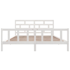 3101369 vidaXL Bed Frame without Mattress White Solid Wood 200x200 cm (810103+814215)