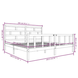 3101369 vidaXL Bed Frame without Mattress White Solid Wood 200x200 cm (810103+814215)