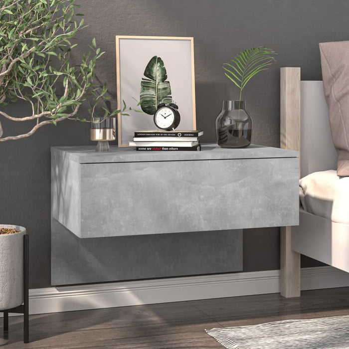 vidaXL Wall-mounted Bedside Cabinet Concrete Grey