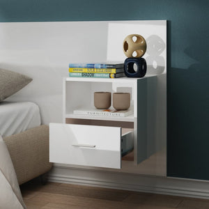 vidaXL Wall-mounted Bedside Cabinet High Gloss White