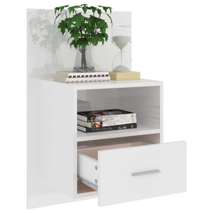 vidaXL Wall-mounted Bedside Cabinet High Gloss White