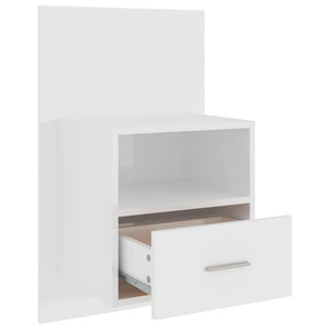 vidaXL Wall-mounted Bedside Cabinet High Gloss White