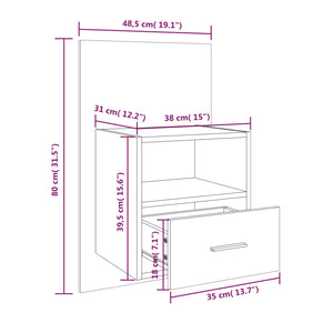 vidaXL Wall-mounted Bedside Cabinet High Gloss White