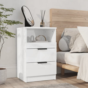 vidaXL Bedside Cabinets 2 pcs High Gloss White Engineered Wood